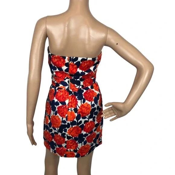 Shoshanna Sweetheart Bustier Floral Print Strapless Mini Cocktail Party Dress 2 - Picture 5 of 8